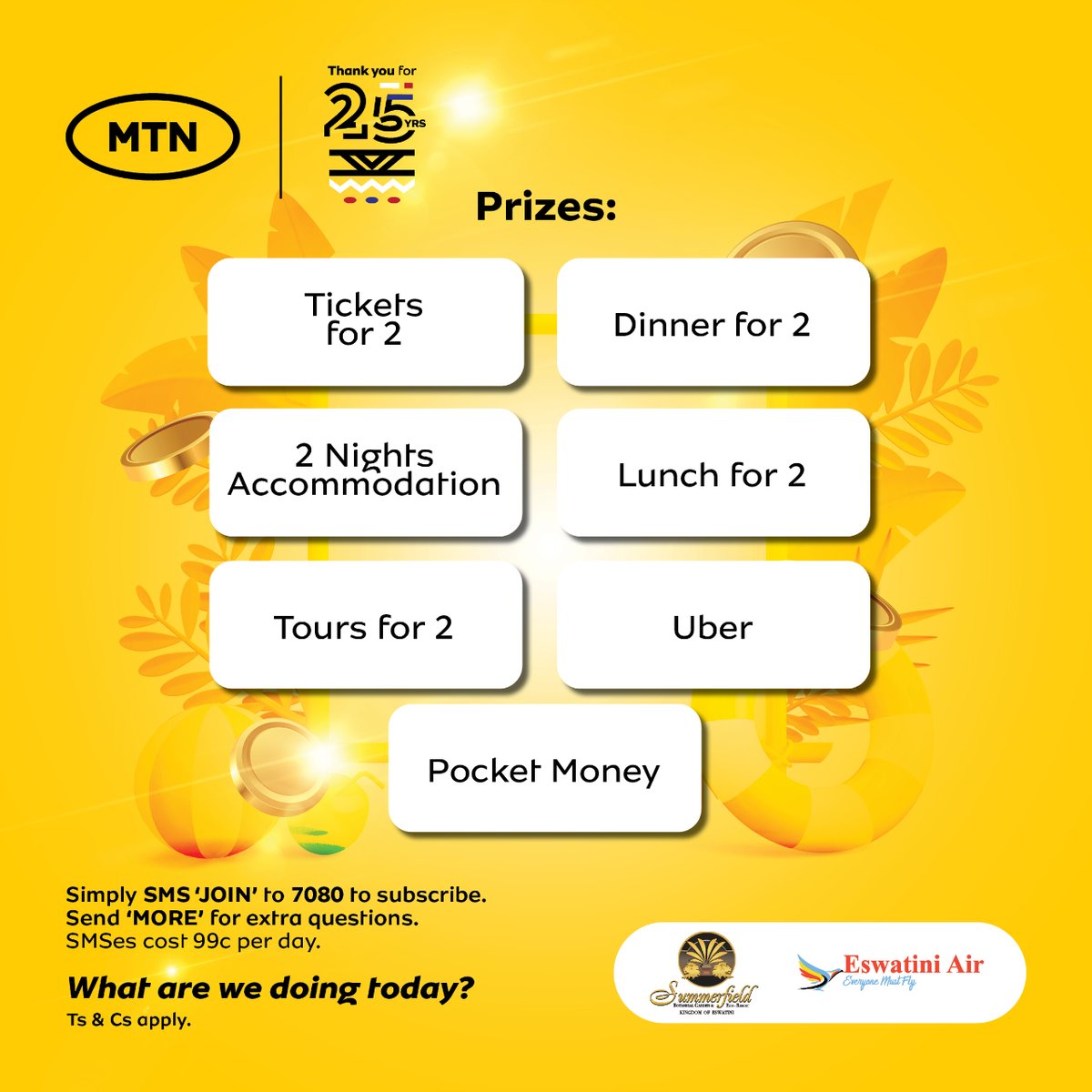 MTNEswatini's tweet photo. Ke December π΄βοΈ Don't miss your chance to WIN a dream getaway to Cape Town for you and a friend with the exciting MTN Summer Promo! πποΈ Simply SMS 'JOIN' to 7080 to subscribe and cross those fingers! π€
#CapeTownCalling #SMSandWin π± https://t.co/4A9qezdLY6