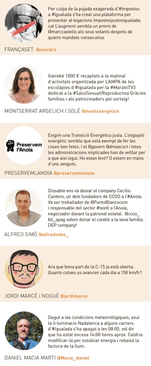 VeuAnoia's tweet photo. #TUITAIRES | 📢Els tuitaires d'aquesta setmana a La Veu #latevaveu 👇📲

@cescbrs 
@montseargelich 
@preservemlanoia 
@alfredsimo_ 
@jordimarce 
@Macia_daniel https://t.co/YeML4hAAP2