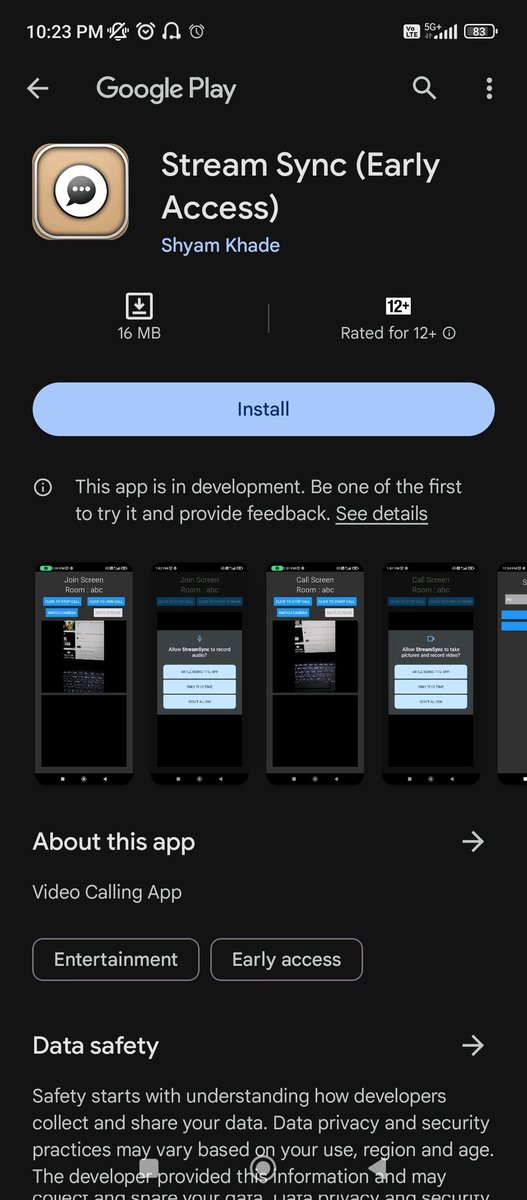 Shyam_2056's tweet image. 🚀 Thrilled to unveil StreamSync, a sleek video calling  app 📹 for Android. Seeking early access users for smooth video conversations. Interested? Drop your email or DM for an exclusive invite! 🌐Let&apos;s connect the world, one call at a time! #StreamSync #PlayStore #ReactNative