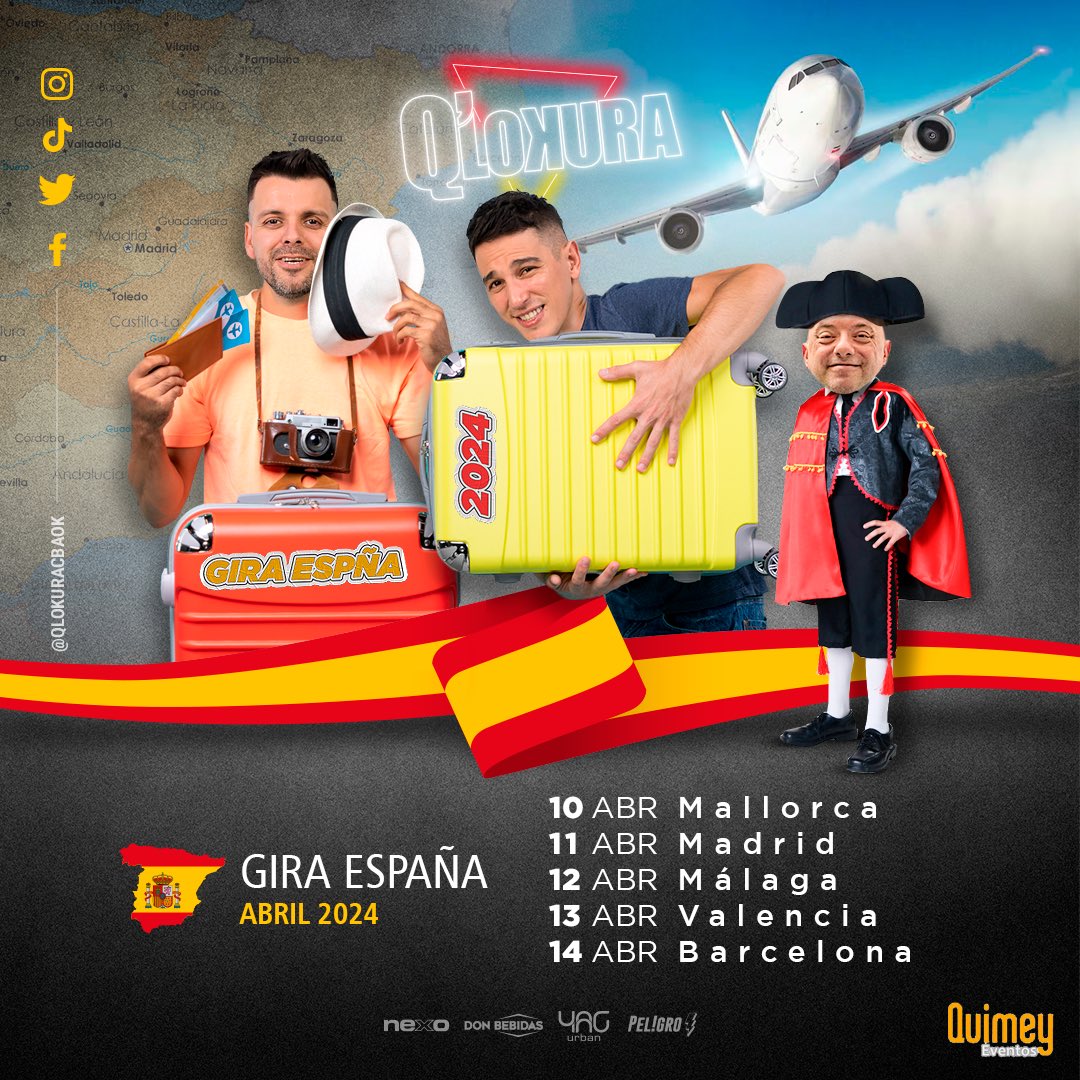 qlokuracbaok's tweet photo. ¡JODER, TIO QUE NOS VAMOS A ESPAÑA 🇪🇸!
Etiqueta a ese Tio/a que nos va a acompañar por esta gira en abril 😎
.
.
.
#qlokura #qlk #españa
#cordoba #argentina https://t.co/kZTqFmggSD