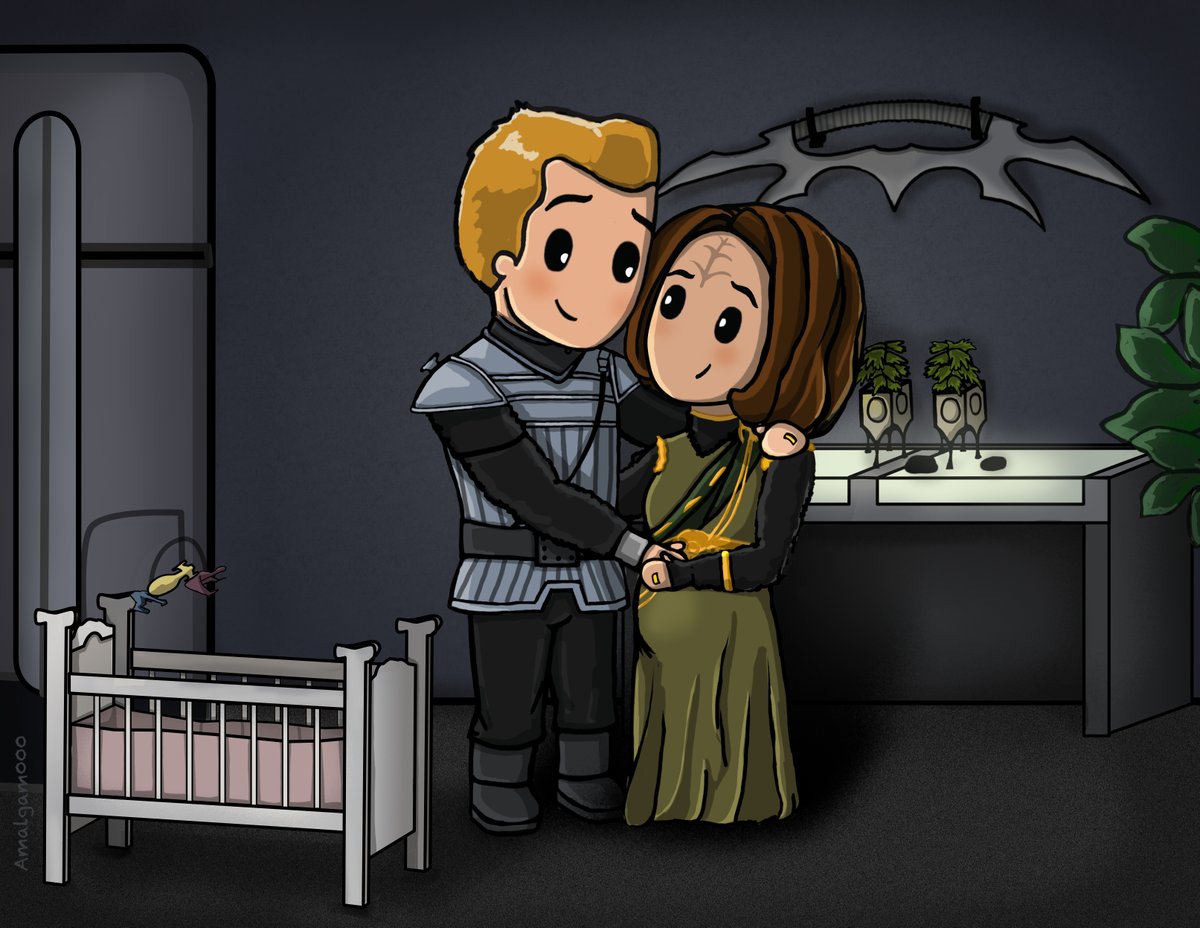 A lil' piece of B'Elanna/Tom fanart inspired by #Prophecy 🖖❤️ So glad those two got their happy ending! 🥰Love them in their Klingon outfits! (Commissioned by Lady Arreya)
#PT #ParisxTorres #BelannaxTom #CartoonVoyager #StarTrekVoyager #TomParis #BElannaTorres #BabyBump #Fanart