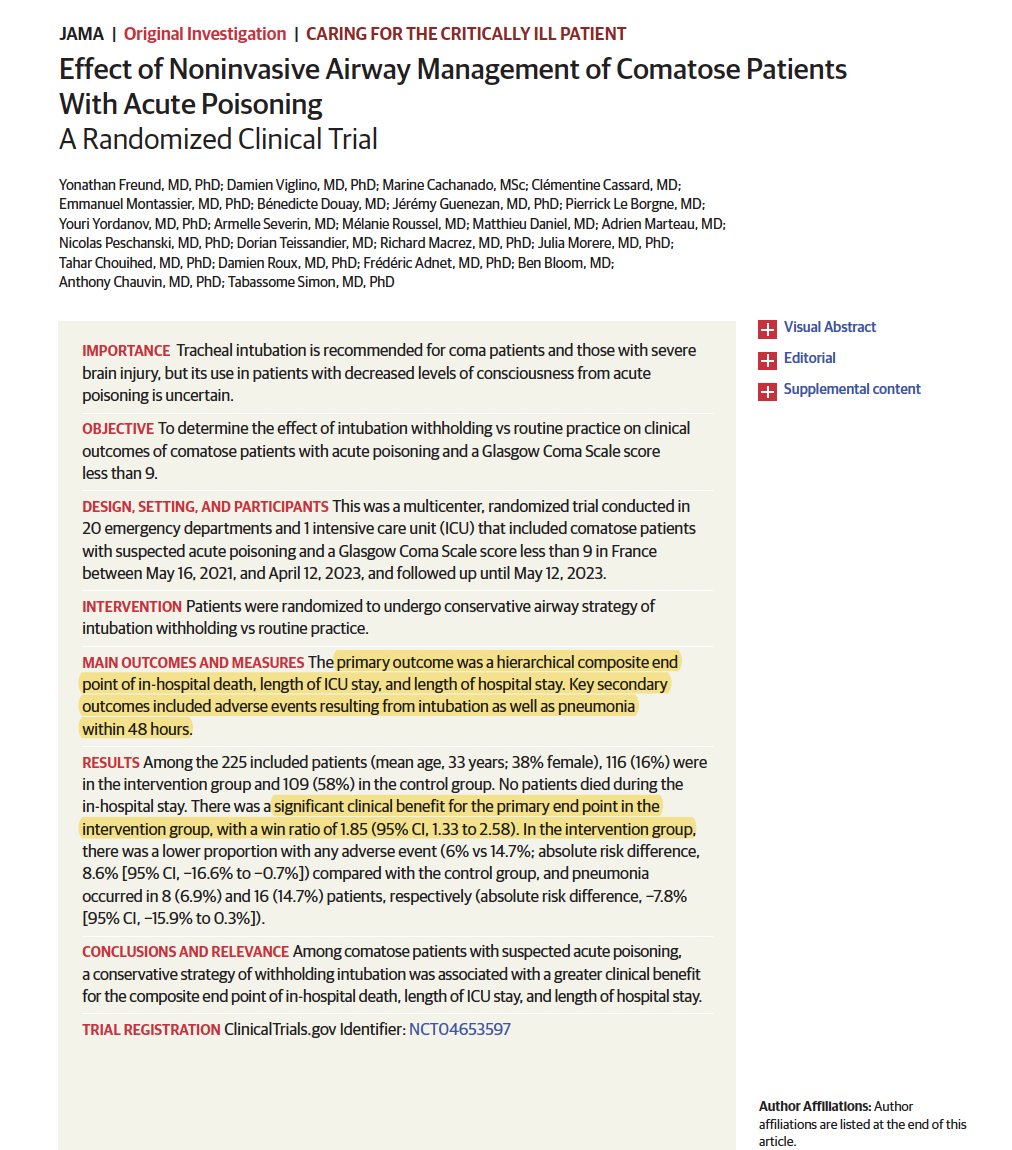 Acutely poisoned patient w/ AMS
Old: GCS < 8, Must Intubate
New: Withhold intubation

Why? Lower ICU utilization, lower adverse event rate bit.ly/417ezWy w/ great editorial @resusone