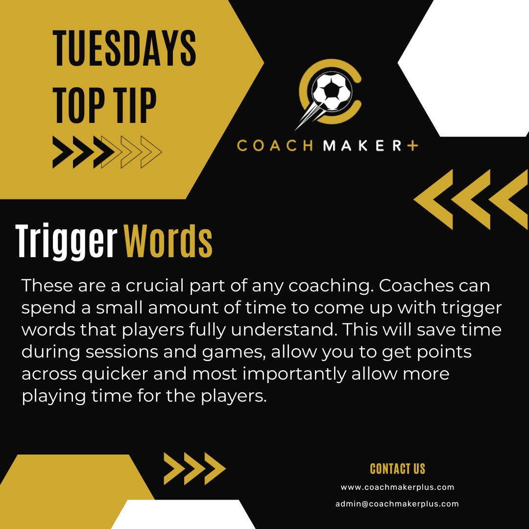 This week’s #TopTipTuesday is dedicated to trigger words. Crucial for players and can be anything as long as the players know what they mean. We would love to hear your trigger words to help with player development… #toptip #tuesday