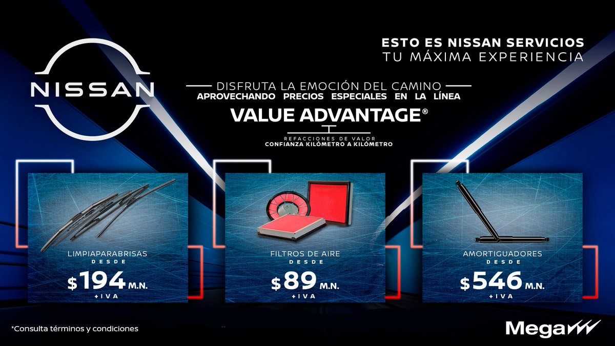 NissanMega's tweet image. Conoce Value Advantage ⚙️ nuestra linea de refacciones para autos fuera de garantia 🙌 con calidad respaldada por Nissan 🚗😎
Solicita tu cotización en: goo.su/X4CTSbu 📲👈
*Consulta términos y condiciones

#Nissan #NissanMega #ValueAdvantage #Refacciones #CuidatuAuto