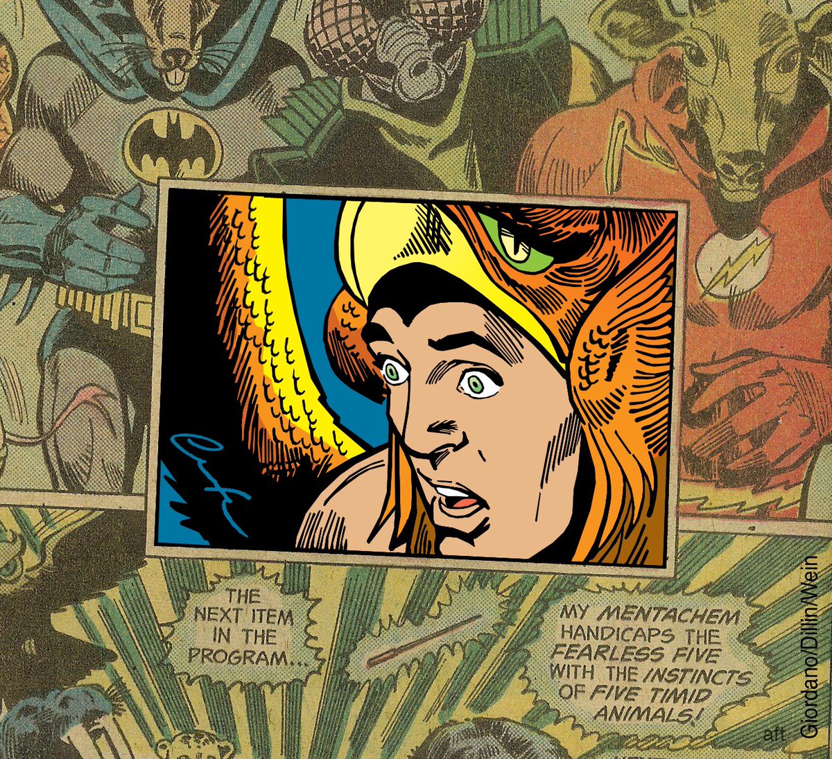 ChuckBrouilette's tweet photo. #OnThisDay in 1974 #GoldenEagle debuted in #JusticeLeagueOfAmerica #comics #116 #orphan #CharlieParker idolizing #Hawkman #madeHisOwnModifiedHawkCostumeButWearsHisHelmetBackOnHisHead when #AStrangeLightUpgradesitForFlight after #MatterMaster had #actualizeTheChangeSubconsciously https://t.co/EObzL7PK21