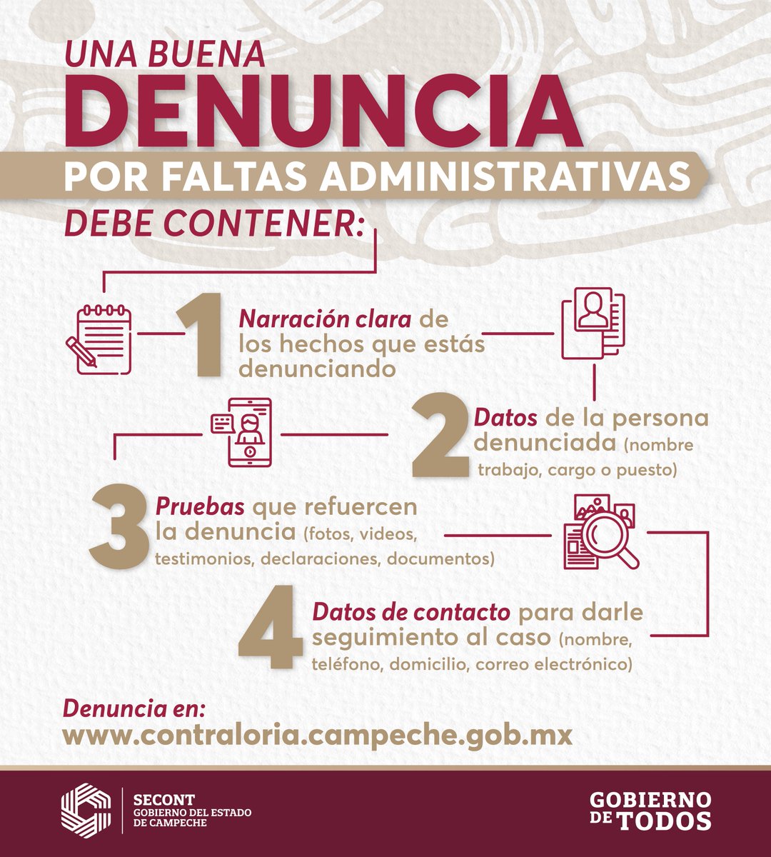 SABGCampeche's tweet photo. Conoce los elementos que debes incluir para realizar una buena #Denuncia en el #SIDECAM.
¡Con tu ayuda combatimos la corrupción!
Ingresa a https://t.co/1CLWwbYubO https://t.co/cqPFcZlf8V