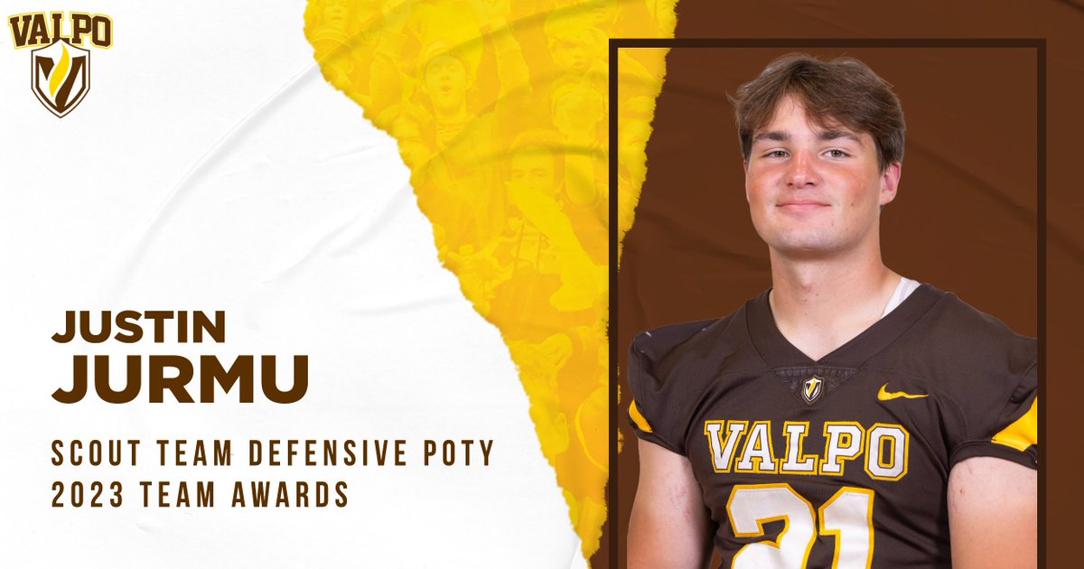 valpoufootball's tweet photo. 🏅 2023 SCOUT TEAM AWARDS 🏅

🏈 @_Jurmu_, Defensive 
🏈 @CaronTyler4, Offensive 
🏈 @AlexGoworowski, Special Teams 
 
#GoValpo https://t.co/uEdEXhUMAl