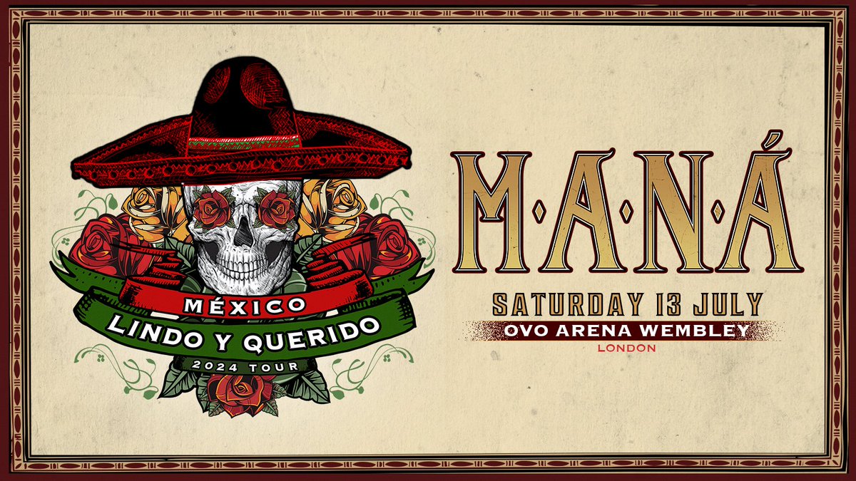 We’ve been waiting for this for a VERY VERY long time…Maná finally comes to London. We can’t wait to sing along to their anthems next summer It’s gonna be a night to remember ¡Viva Mexico, Lindo y Querido! Tix livenation.co.uk/artist-man%C3%…