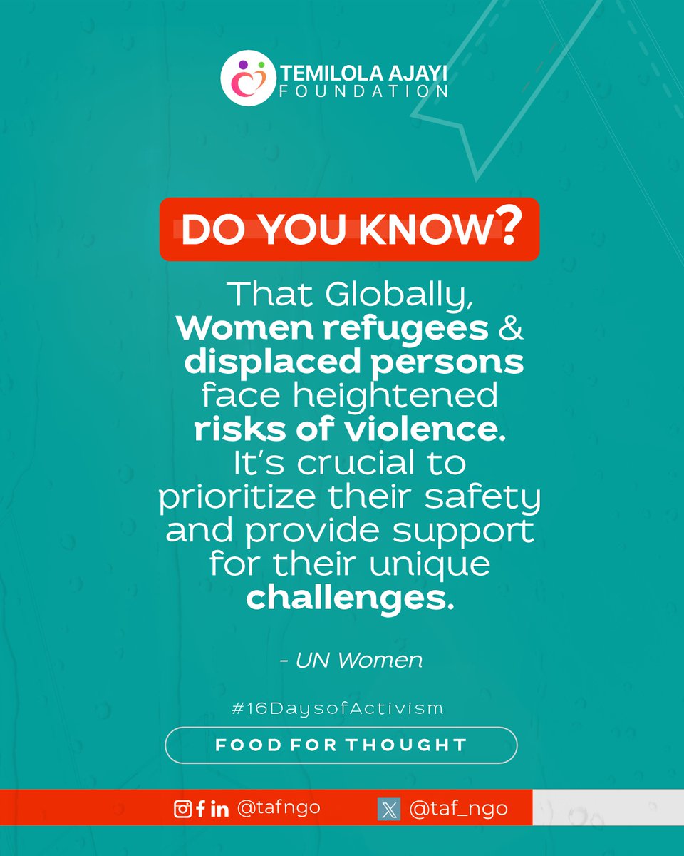 taf_ngo's tweet photo. Imagine being uprooted, facing uncertainty, &amp; still enduring heightened risks of violence.

Every displaced woman deserves to be heard, valued, &amp; safe.

Help be the voice that echoes the urgent need for support &amp; protection.

Together, we can - NO EXCUSE. 

#16DaysofAction
#Day11 https://t.co/FM3DfffdYj
