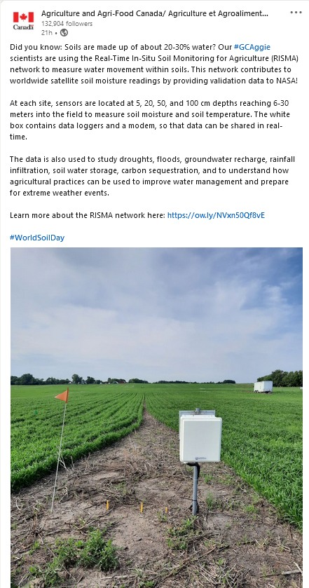 Happy World Soil Day! My research site was featured on AAFC's LinkedIn page today.