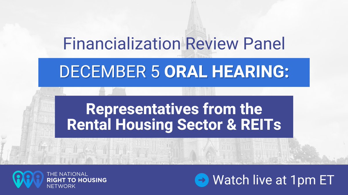 R2HNetwork's tweet image. ❗Hear directly from REITs and representatives from the rental housing sector in this FINAL oral hearing session for the review panel on the #Financialization of rental housing! 

✅Tune in LIVE here: nhc-cnl.can.chime.live/app/module?id=…