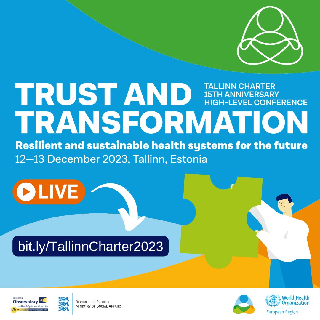 We're exactly one week away from our #TallinnCharter2023 Health Systems Conference. In Tallinn, we'll be laying the foundations for a new vision for health system resilience, with #people at the heart. I hope you can join us and follow LIVE here 📽️ who.int/europe/news-ro…