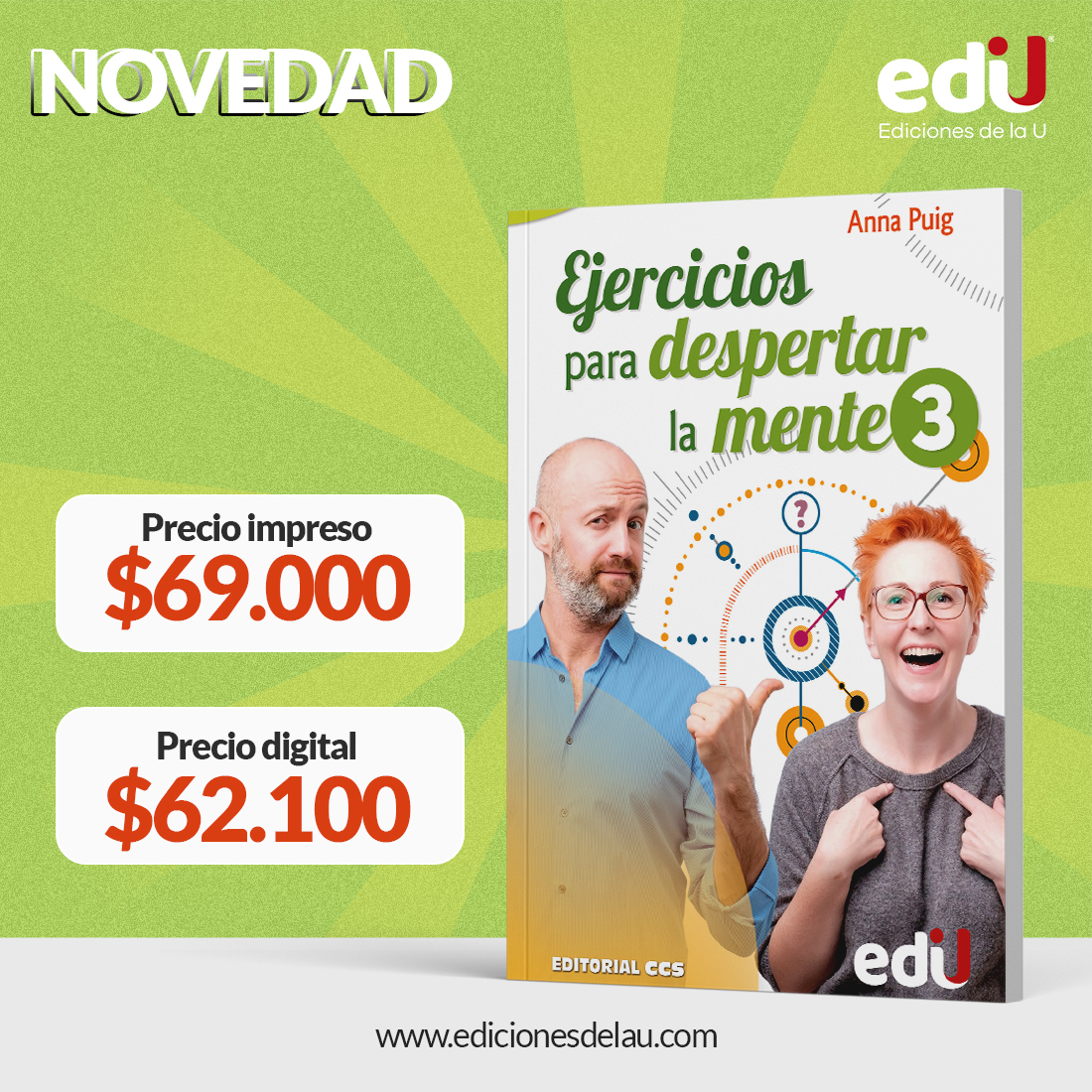 Ediciones_delau's tweet photo. Los 150 ejercicios que se presentan están pensados para adultos y mayores con un nivel cognitivo elevado, tengan o no problemas con su memoria.

Autora: ANNA PUIG
Área: Educación y Pedagogía, Libros
📚Más información: https://t.co/ttdgCpjjd8

#cognitivo #memoria #Colombia https://t.co/GCeeUuxuA6