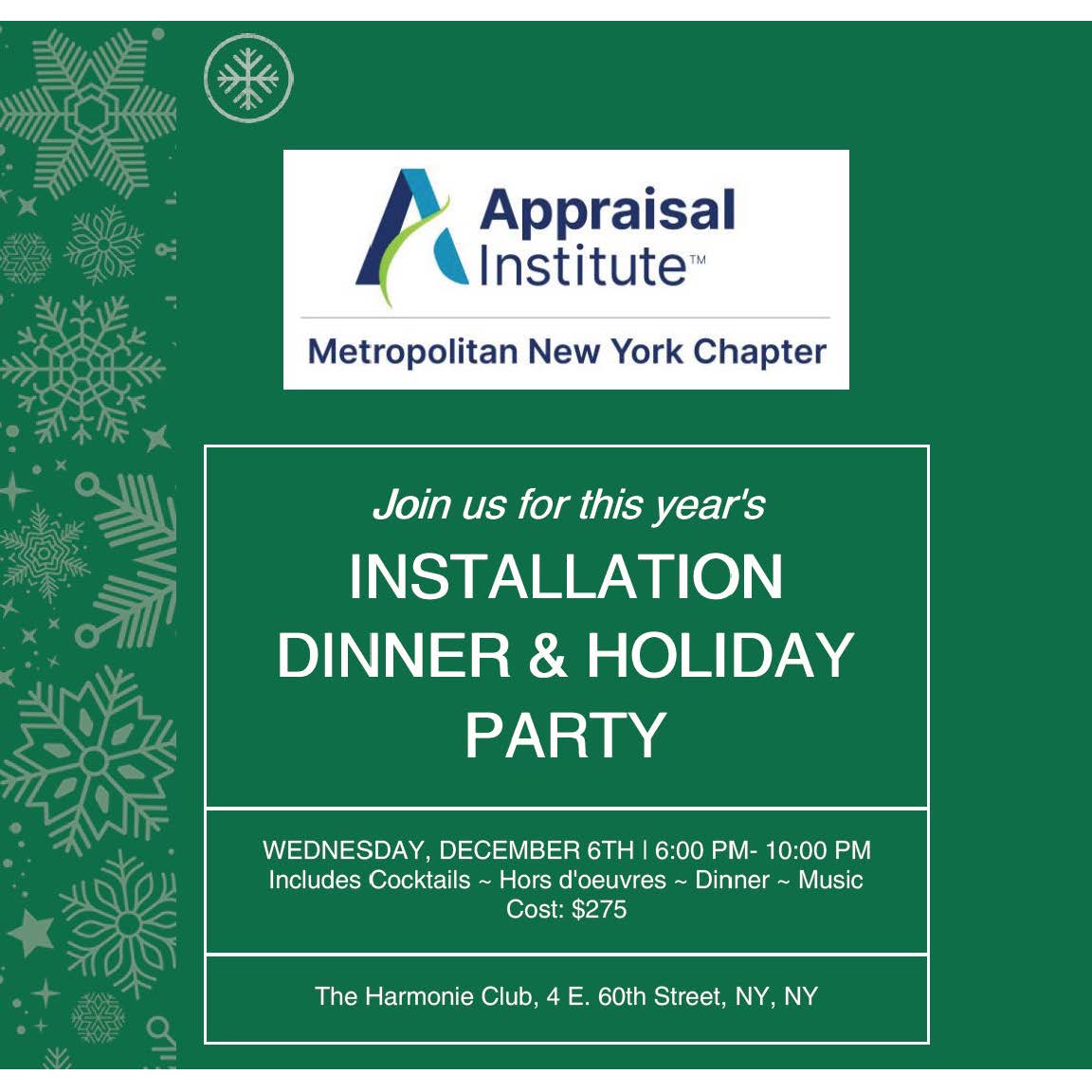 It's not too late to register for this year's Installation Dinner &amp; Holiday Party tomorrow night from 6pm to 10pm.  Joint us!

Register at tinyurl.com/muyjtrdp