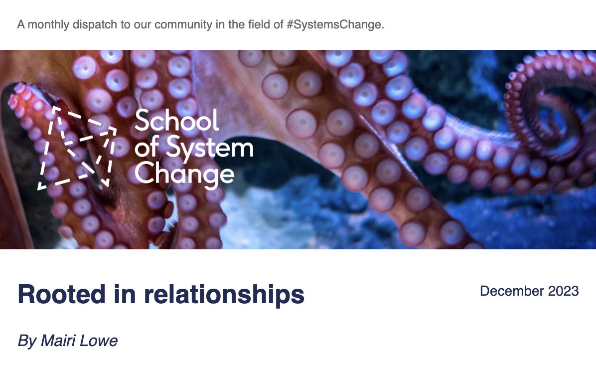 In our Dec newsletter, @mairilowe explored how collectively we are nurturing 'a world rooted in and made #resilient through reverent #relationships.' 🐙 Check out what to expect in our newsletter: mailchi.mp/forumforthefut… & subscribe for 2024 updates! eepurl.com/hfzvU9