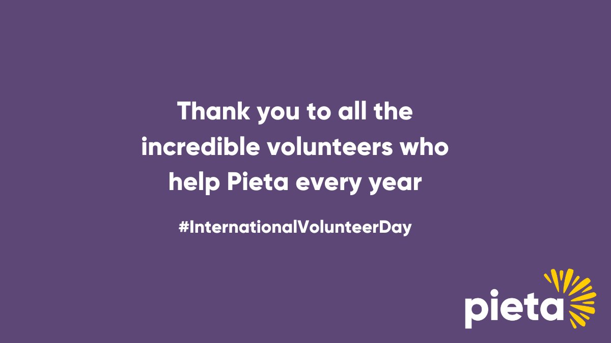 On #InternationalVolunteerDay we want to say THANK YOU to all our volunteers. 💛👏 Pieta wouldn’t be what it is without you. From our Darkness Into Light Committees who are the backbone of Darkness Into Light to everyone who has helped us - we can’t thank you enough.