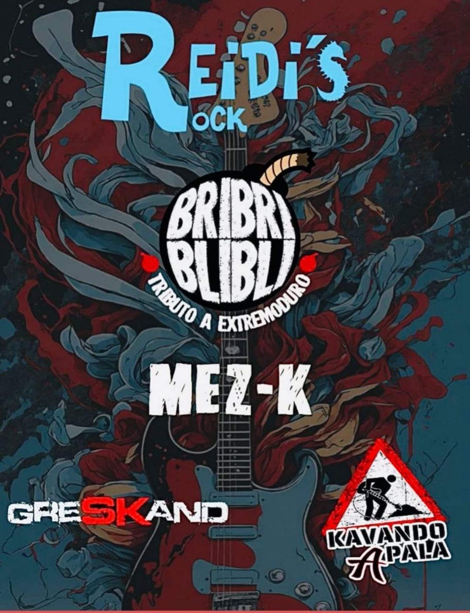 ¡ESTO NO PARA, RESACOSOS AÚN DE LA FIESTA EN MADRID, PERO TENEMOS QUE SEGUIR!

Os recordamos que estaremos este Jueves en San Javier, en el Festival Reidi's Rock

Hora Inicio 20:00

¡ENTRADA GRATUITA!

<a href="/greskand/">Greskand</a> Kavando a Pala Bribriblibli

#mezk #sanjavier #festival #fiestas