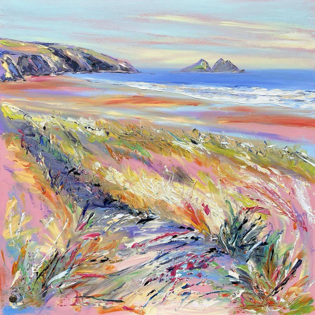 Gone to a loving new home today! ‘Holywell Pastel’ 50cm x 50cm #contemporaryartist #cornwall #artforsale