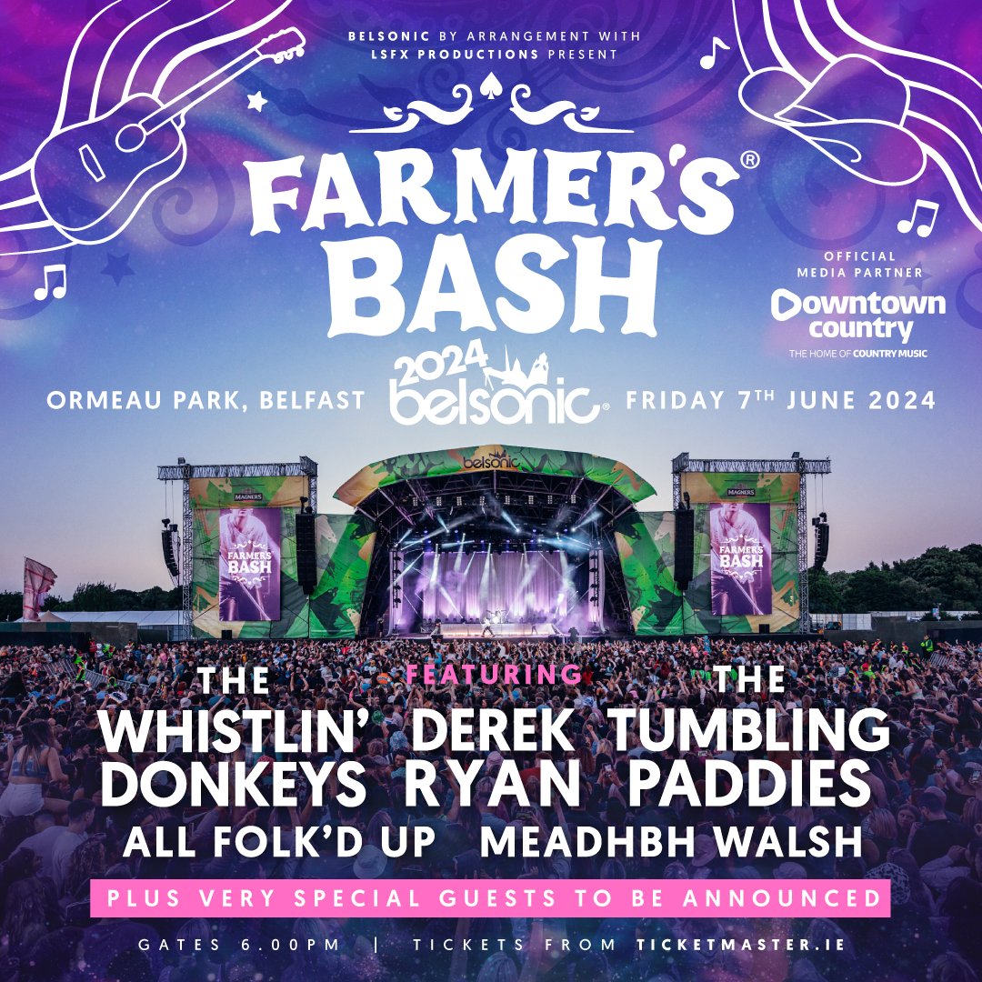 belsonicbelfast's tweet photo. ★𝗝𝗨𝗦𝗧 𝗔𝗡𝗡𝗢𝗨𝗡𝗖𝗘𝗗★

@farmersbash
ft: @derekryanmusic 
@_thedonkeys 
@tumblingpaddies + many more 

Fri 7 June 2024
@belsonicbelfast

🔁 RT for a chance to WIN tickets 🔁 

 Tickets on sale Fri 9am via: https://t.co/HteOVO3GGw https://t.co/iEswRWqS1f