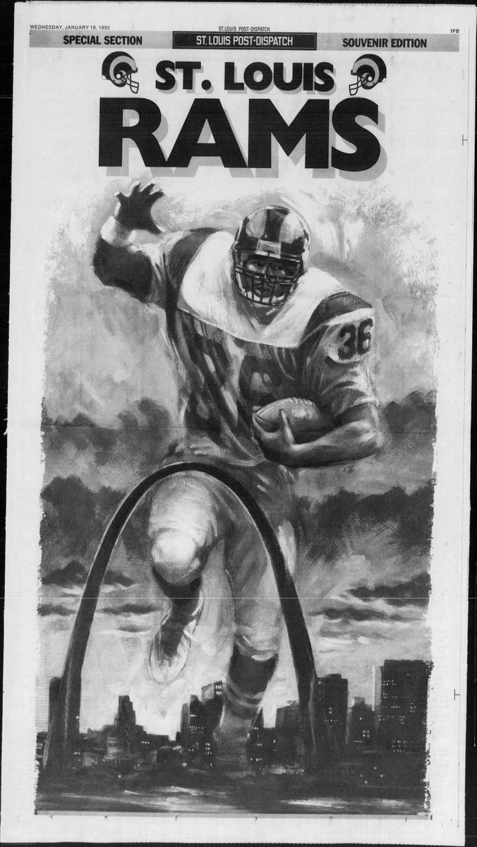STLRamsHistory's tweet image. A special edition of the St. Louis Post-Dispatch. (January 18, 1995) #stlrams