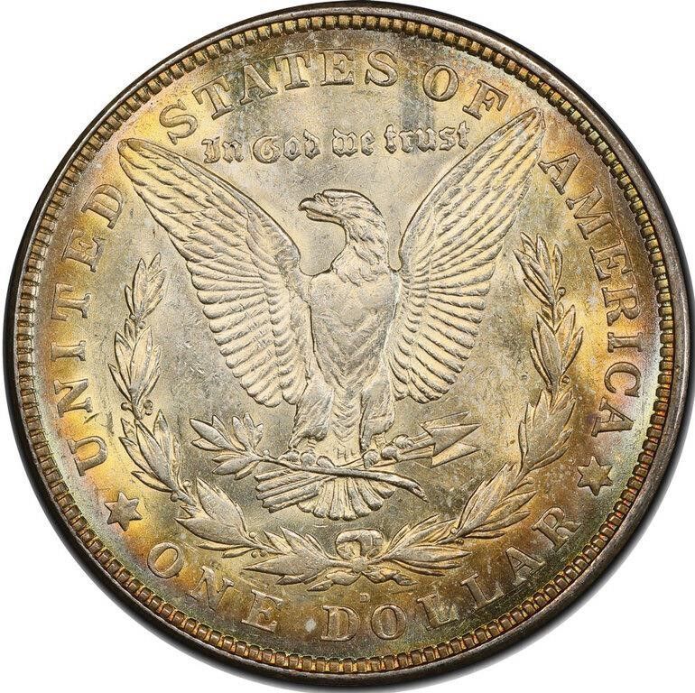 On the last #TonerTuesday before Regency 62, we would like to highlight this WILD 1921-D Morgan dollar, graded MS61 by PCGS. Exquisite target toning on the obverse and a lush champagne finish on the reverse. Regency Auction 62 is this week, don't miss it! buff.ly/3R32EWJ
