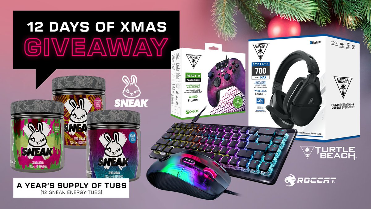 Day 5 of our 12 Days of Xmas Giveaways features @SneakEnergy! You could win... 🎧 Stealth 700 Gen 2 Max 🎮 REACT-R Nebula ⌨️ Vulcan II Mini Air 🖱️ Kone XP 🍹 A Year's Supply of Sneak Energy Enter here 👇 sdqk.me/p/day-5-12-day…