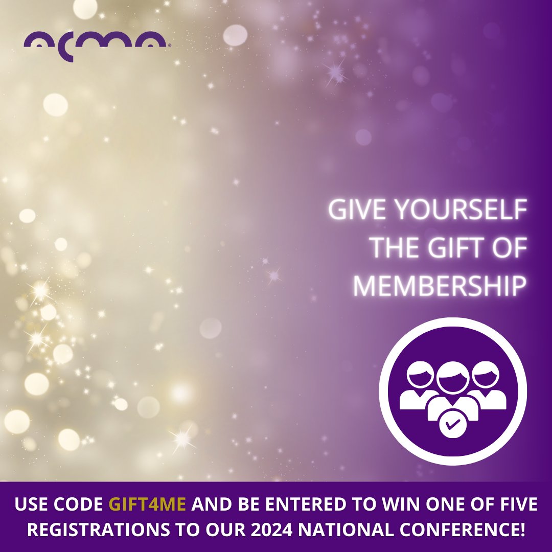 TheACMA's tweet photo. Your gift has arrived! ACMA is giving away FIVE free registrations to attend our 2024 National Conference in Nashville, TN! For your chance to win this special giveaway, become a member by December 31st and use the promo code GIFT4ME at checkout. https://t.co/PVmGWeKfzg