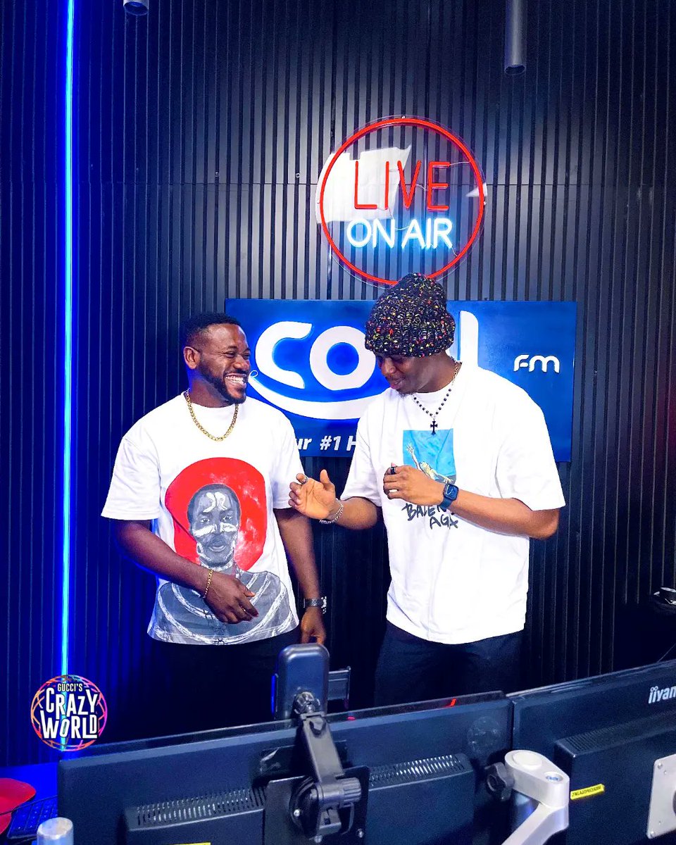 CoolFMNigeria's tweet photo. Another crazy episode of Gucci's Crazy World!!!
@_deyemi matched @GRadioRockstar craziness on this episode! 😂😂😂
Stay tuned for the exclusive interview.
#coolfm969
#viral
#interview
#Gucciscrazyworld
#deyemitheactor https://t.co/meQO60GJG3