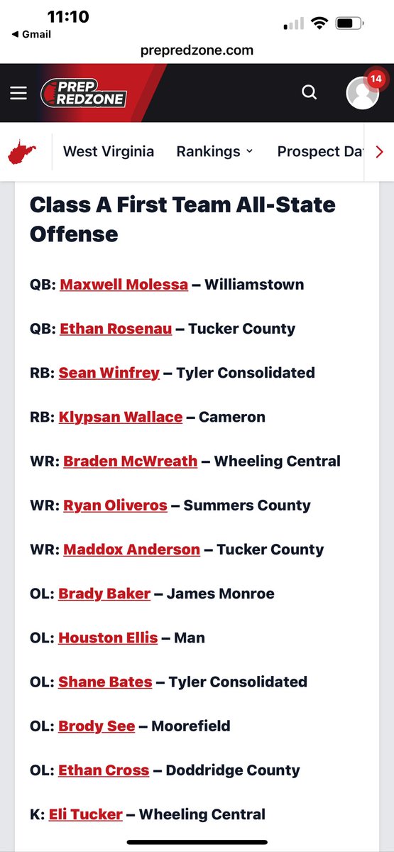 Prep Redzone First Team All-State!! <a href="/PrepRedzoneWV/">Prep Redzone West Virginia</a>