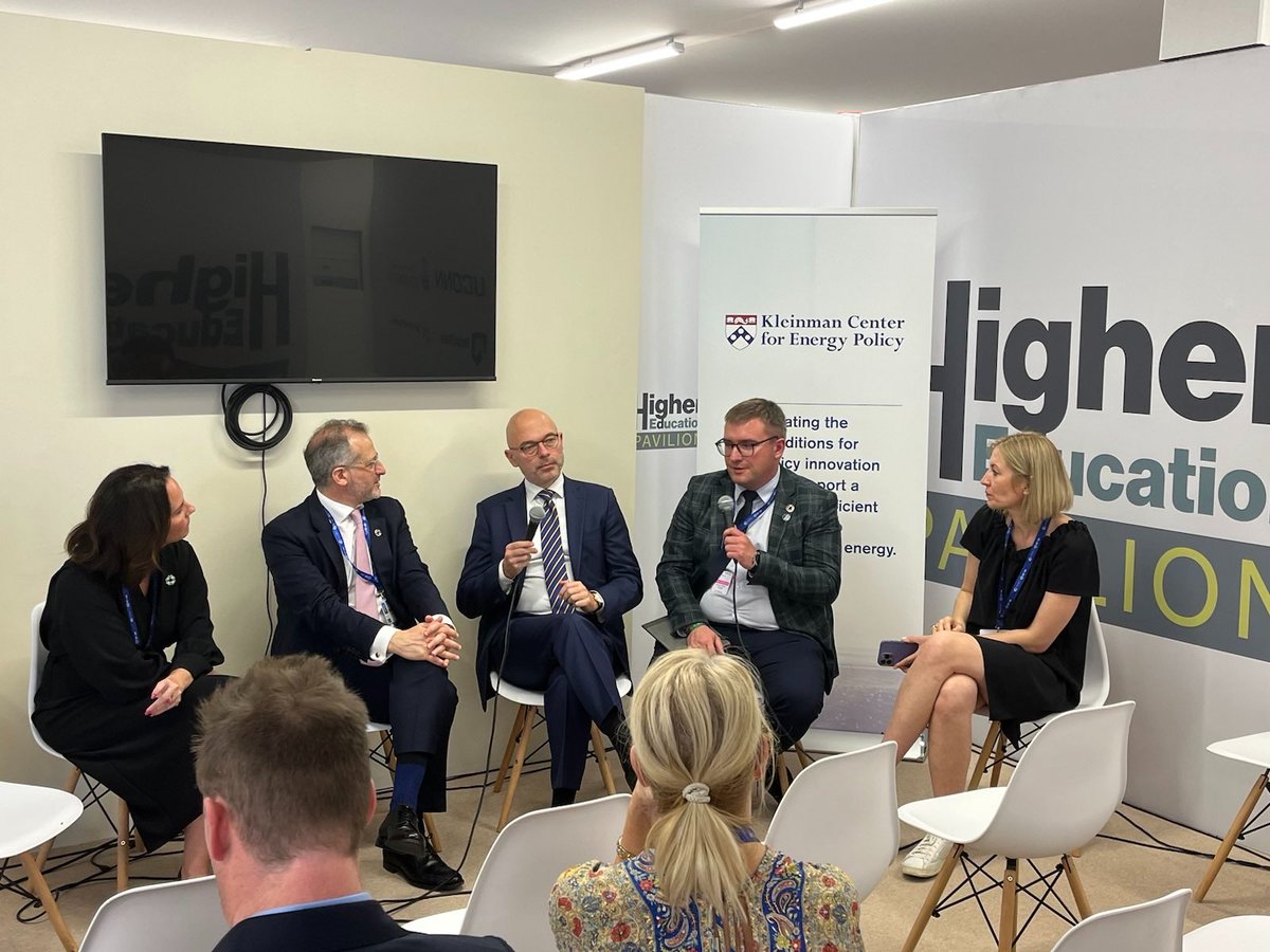 KleinmanEnergy's tweet photo. A great panel today at the Penn Pavilion at #COP28 on just transitions, led by Kleinman Center Senior Fellow Anna Mikulska (@anna_b_mikulska). 

From left to right: Shari Friedman, Jillene Connors Belopolsky, Ariel Ezrahi, Michal Kurtyka, Dariusz Kryczka, Anna Mikulska #PennCOP28 https://t.co/oufHJi0DhW