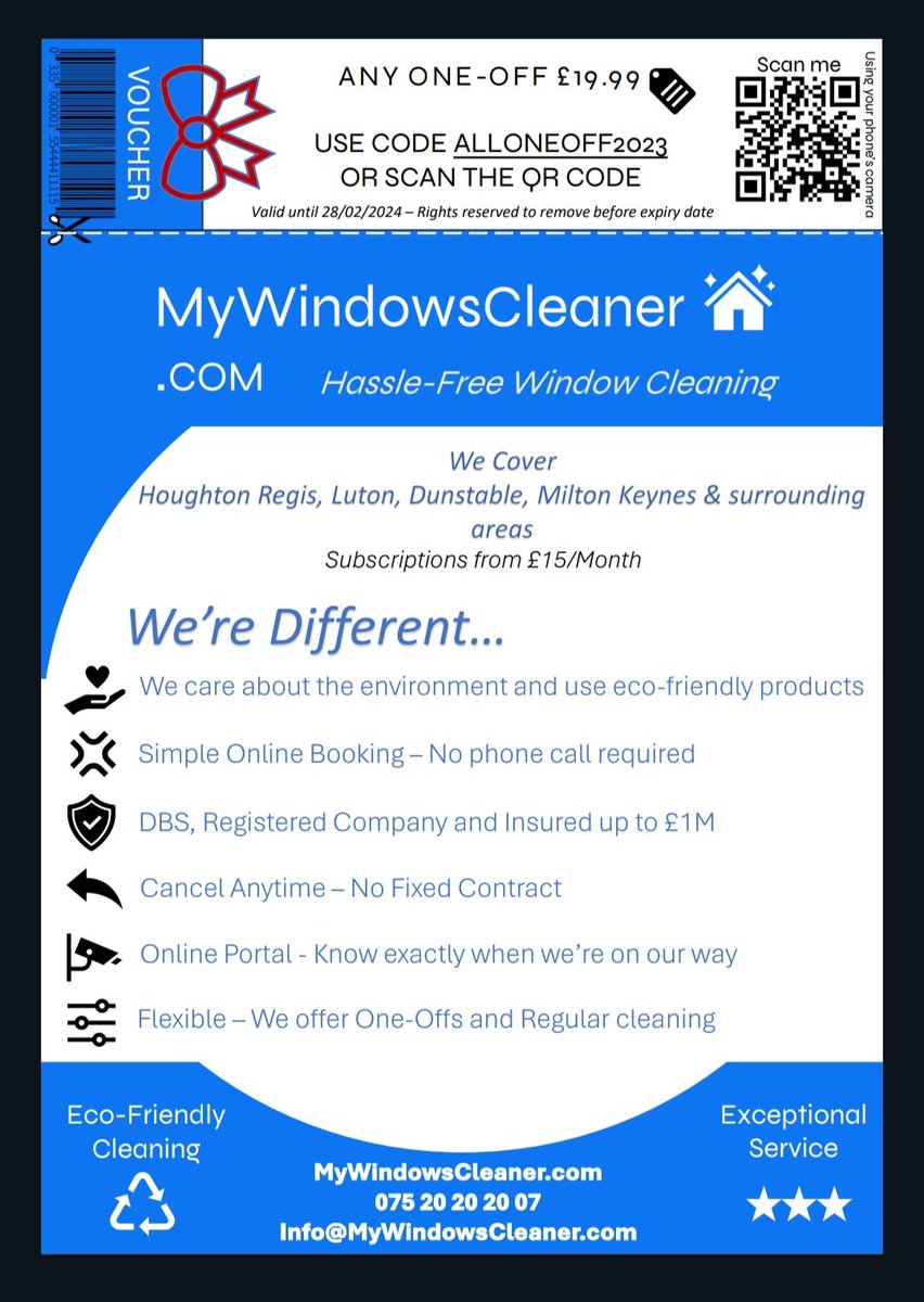 bijal0410's tweet photo. If you're in the area, don't miss this amazing offer! Highly recommend their service! 😀 #WindowCleaning #Luton #Dunstable #HoughtonRegis #MiltonKeynes https://t.co/s31MwipNqS