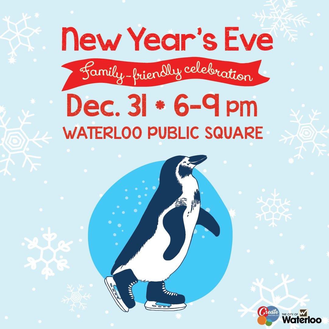 Join us this #NYE for a special family-friendly celebration!🎊

Enjoy…
⛸Free ice skating to music by our on-site DJ
👑Kids craft &amp; photo booth w/ <a href="/agnesmakes/">Agnes Niewiadomski</a> 
☕️Festive treats &amp; hot apple cider from the Hissing Goose Coffee Roasters

⏰Dec 31 / 6-9 PM
📍Waterloo Public Square