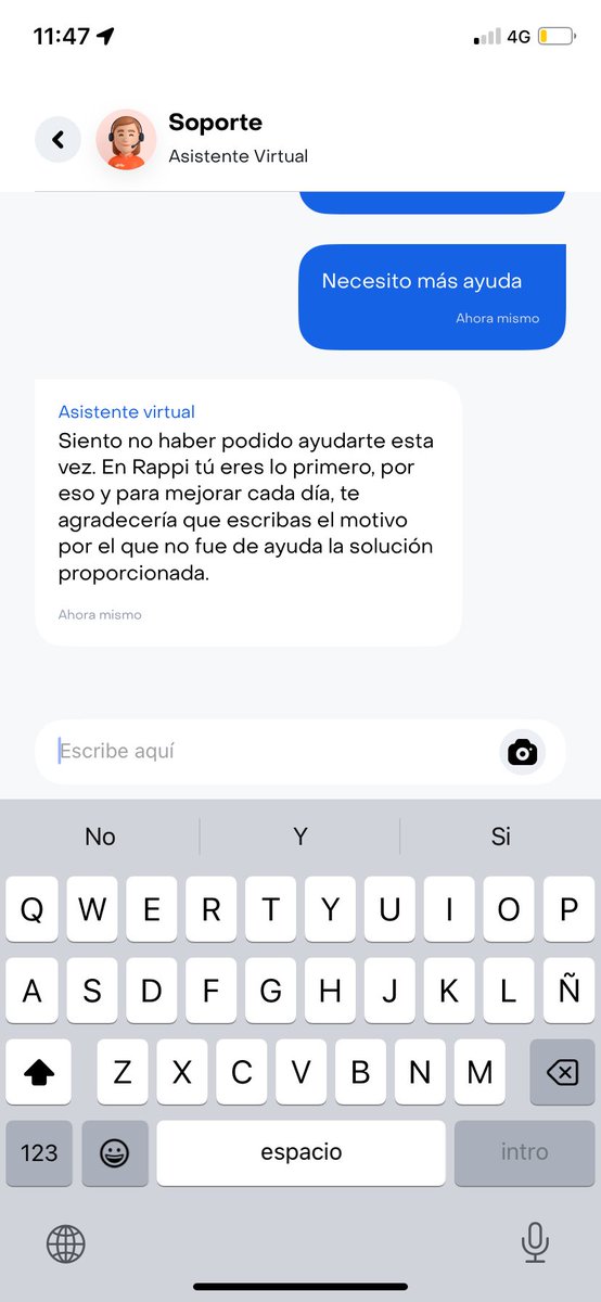 Después de su pésimo servicio al cliente y de que no estoy dispuesta a seguir gastando dinero en pedidos que llegan en pésimas condiciones y que tengo que tirar, quiero cancelar mi cuenta y <a href="/RappiMexico/">Rappi México</a> solo me manda al asistente virtual!