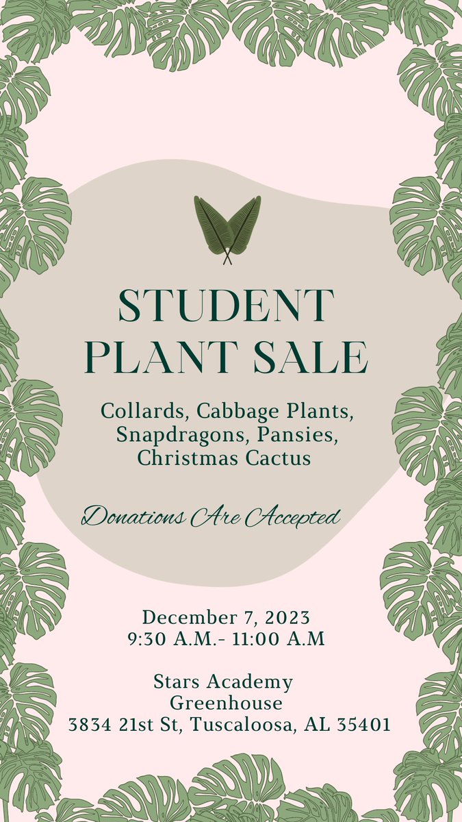 If you're a plant lover,🪴 then don't miss out on the STARS Academy's student plant sale this Thursday, 9:30am-11am! Your generous donations will be greatly appreciated.