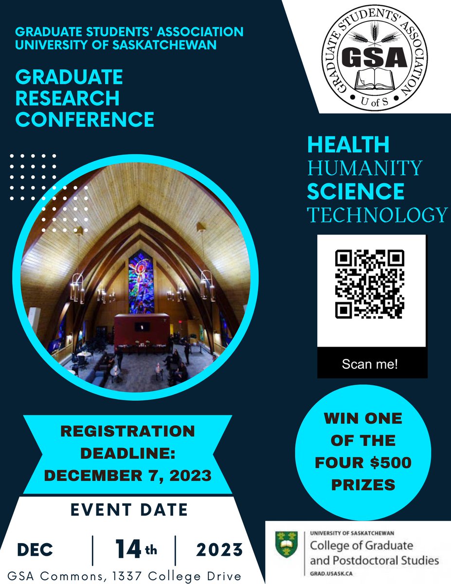 USask GSA (@gsa_usask) on Twitter photo Dear <a href="/usask/">U of Saskatchewan</a> Graduate,
Graduate Research Conference abstract submission is due December 7, 2023. Register at surveymonkey.ca/r/H8KC6GH
Please visit the GSA website for detailed information: gsa.usask.ca/events/graduat…
<a href="/usask/">U of Saskatchewan</a> <a href="/USaskResearch/">University of Saskatchewan Research</a> <a href="/usaskArtSci/">USask Arts and Science</a> <a href="/usaskEducation/">USask Education</a> Dear <a href="/usask/">U of Saskatchewan</a> Graduate,
Graduate Research Conference abstract submission is due December 7, 2023. Register at surveymonkey.ca/r/H8KC6GH
Please visit the GSA website for detailed information: gsa.usask.ca/events/graduat…
<a href="/usask/">U of Saskatchewan</a> <a href="/USaskResearch/">University of Saskatchewan Research</a> <a href="/usaskArtSci/">USask Arts and Science</a> <a href="/usaskEducation/">USask Education</a>