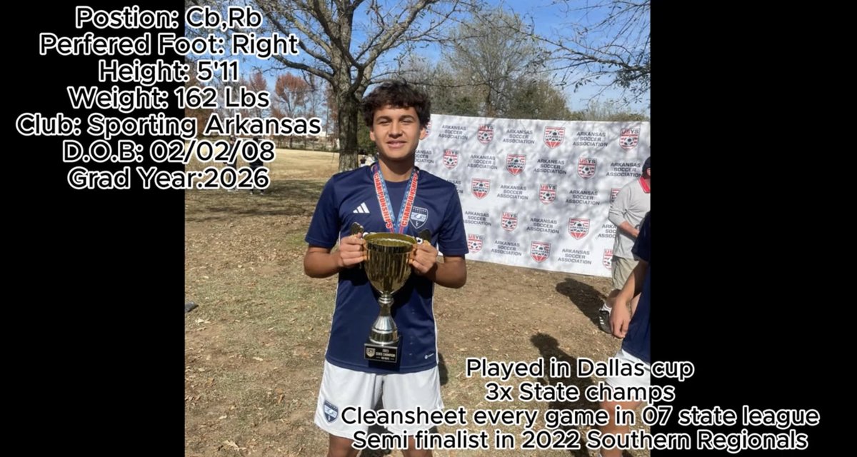SoccerInAR's tweet photo. 💎GIOVANNI PUGA💎 
💎2026 Bentonville HS
💎Center Back (Beast!)
💎 ✅ MONSTER in tackles, ✅ wins 50/50s in air, ✅ passing range
💎 Club: @SportingAR 08 @NationalLeague team
💎 Part of the loaded 2026 class coming up in AR!

#SoccerInArkansas

🎥 https://t.co/RAGWWaXcm5 https://t.co/HTARuxAJlO