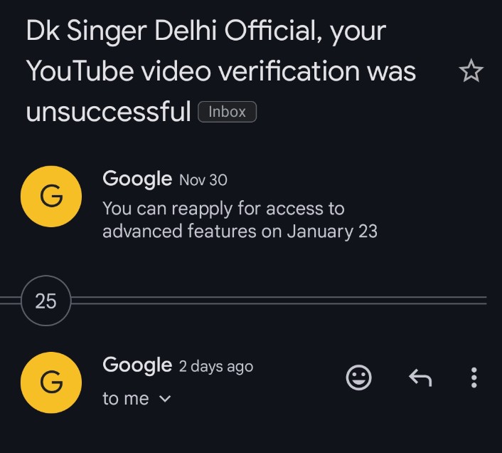 DkSingerDelhi's tweet photo. @TeamYouTube  @YouTubeIndiआ मैं��े सभी एडवांस फीचर का प्रयोग करने के लिए अपने चैनल को वेरीफाई करवाने के लिए अप्लाई किया था लेकिन उसको रिजेक्ट कर दिया गया। मैंने पेन कार्ड दिया था और उस से पहले आधार कार्ड दिया था पर बार बार रिजेक्ट किया जा रहा है। कृपया मदद करें https://t.co/i0k3tCJ6XG