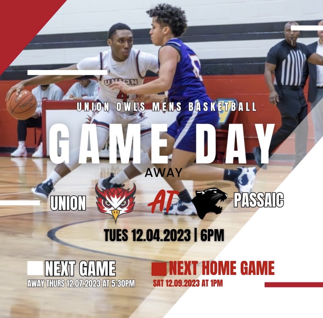 UnionOwls's tweet photo. Men’s Basketball hit the road today to Paterson, NJ to face off Passaic CCC, tipping off at 6PM. GO OWLS‼️🦉

🏀Next game is away at Ocean CC on Thurs., Dec 7 at 5:30PM
🏀Next HOME GAME is Sat., Dec 9 at 1PM against Delaware CCC

#UnionNation #UnionOwls #Region19 #NJCAA #mbb https://t.co/SvuHEXg3ID