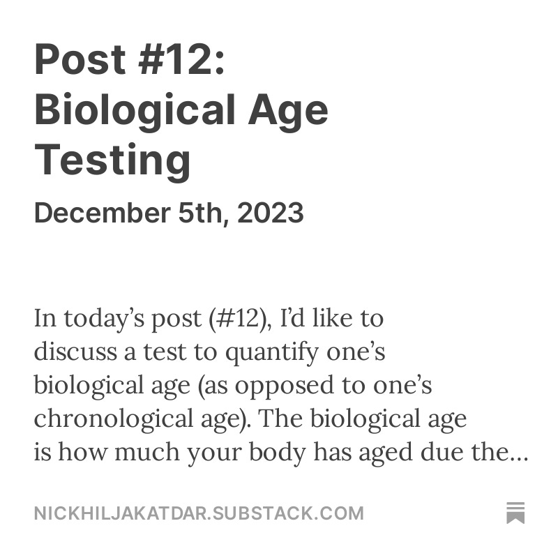 My latest post on my use of biological age testing to evaluate my lifestyle related interventions. tinyurl.com/2s3t2x84