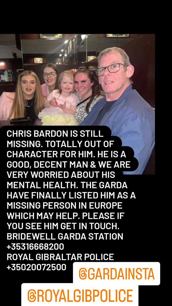 @gardainfo 3 weeks today since we heard from Chris, very out of character for him. He is missed terribly & we just want him home or at the very least to know he's ok. Please retweet.