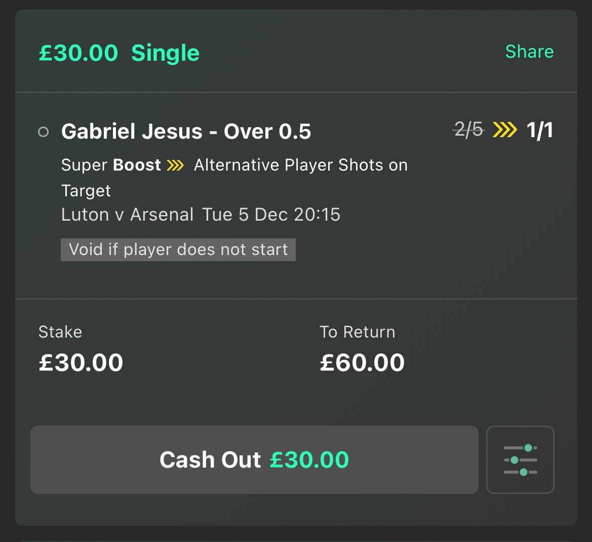 😍 £60 FREE CASH GIVEAWAY! If Gabriel Jesus has a shot on target for Arsenal vs Luton, we’ll give away £60! 👉 One entry if you LIKE this tweet. 👉 One entry if you RETWEET this tweet. Must be following us, good luck!