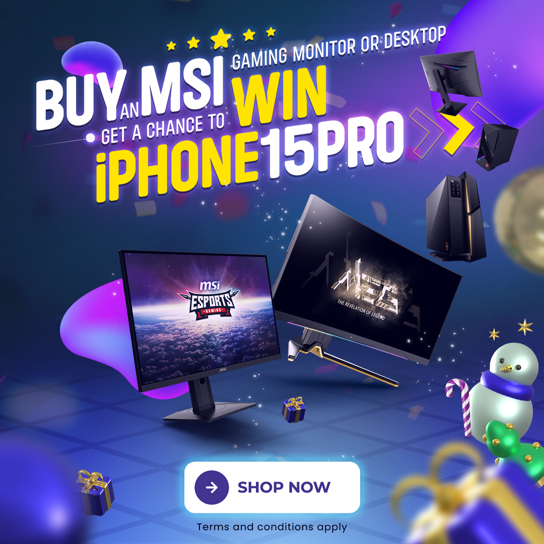 🎁 Welcome to the MSI Christmas Giveaway! 🎁
What's better than an iPhone 15 PRO as Christmas present? Now it's your chance to win one! 😍 Purchase any MSI gaming monitor or desktop, you will have a chance to win an iPhone 15 PRO!

Details: msi.gm/Xmas-iPhonet

Good luck!