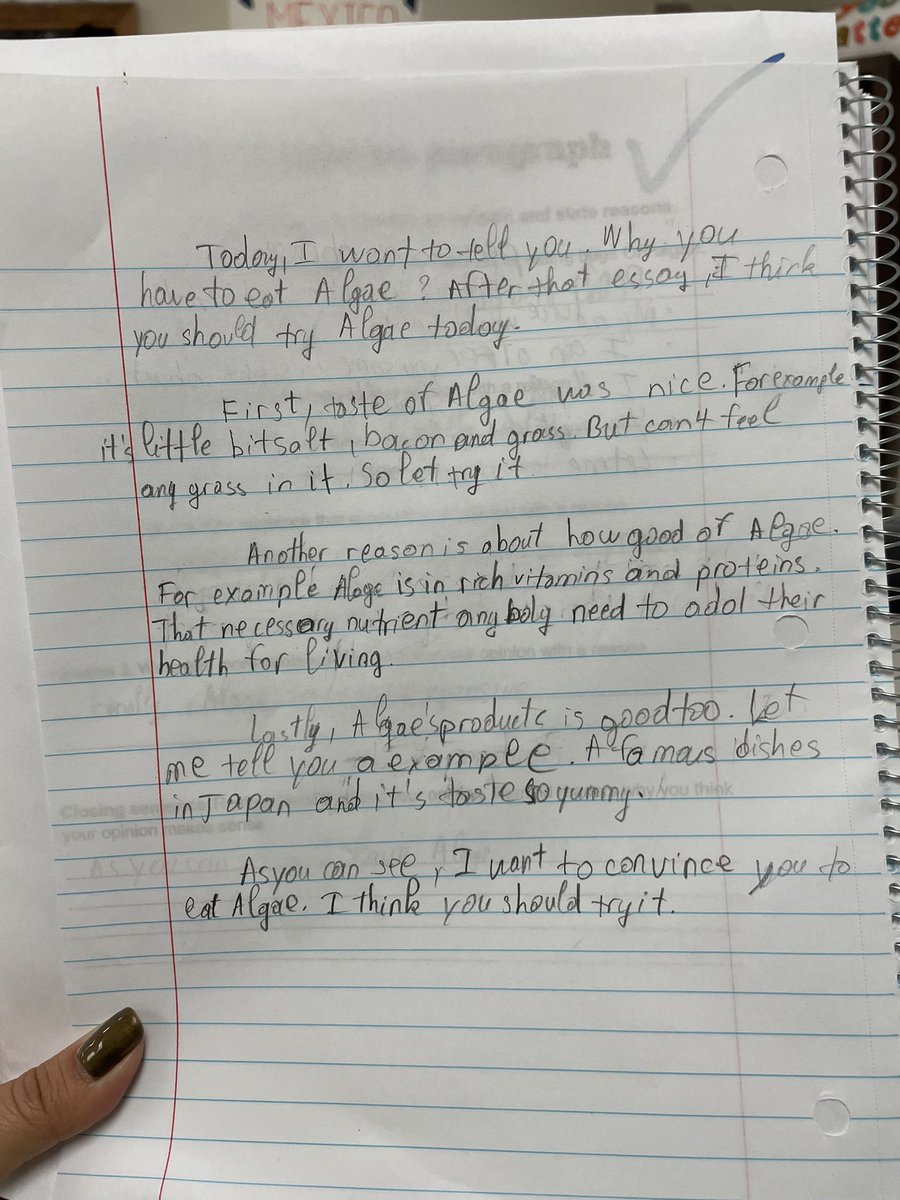 Opinion paragraph ====> Persuasive essay

Multilingual anchor charts &amp; graphic organizers are a great scaffold to take an opinion paragraph into a PERSUASIVE ESSAY 🤩✍🏽📝🔥

#Newcomers trying to persuade readers to eat bugs or algae 🦗