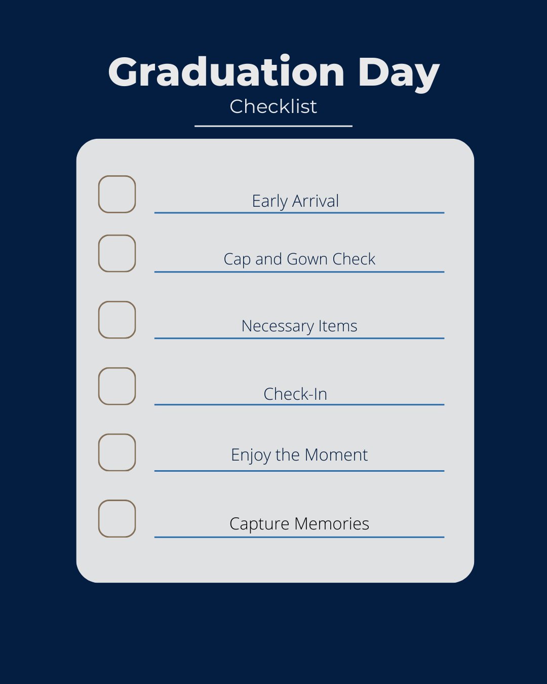 Graduation Day Checklist Commencement Checklist Office Of The