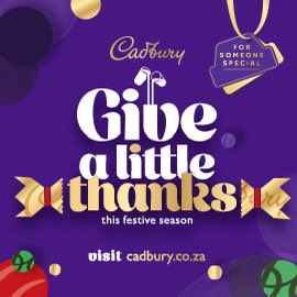 Cadbury is spreading cheer and celebrating acts of generosity this Festive Season. Post a pic on social media of you and that special person, tag @ECR9495 & @Cadbury_SA #GiveALittleThanks