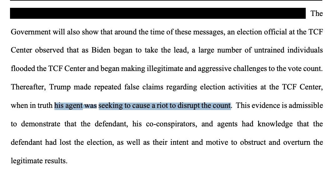 DOJ says they want to introduce (as 404(b) evidence) that Trump TRIED TO CREATE A RIOT at TCF Center in Michigan. Now we're talking. storage.courtlistener.com/recap/gov.usco…