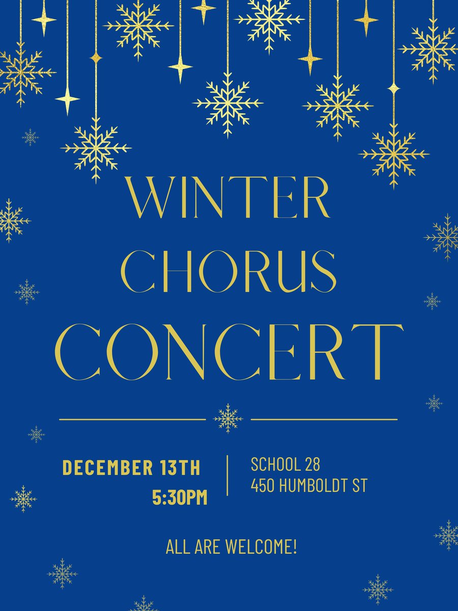 Our Henry Hudson Chorus Concert is next Wednesday, Dec 13th. 

Come join us for a fun evening of music! 

Hope to see you there.

<a href="/hudson28ladd/">Susan Ladd</a> @rcsdnys <a href="/RCSDsch28/">Henry Hudson No. 28</a>