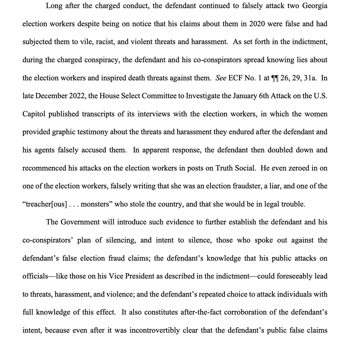 Jack Smith submits notice to the court in the D.C. election case of his intention to introduce evidence before and after the charged conspiracy to illustrate Trump's intent-- including election fraud claims and attacks on Georgia election workers. #gapol storage.courtlistener.com/recap/gov.usco…