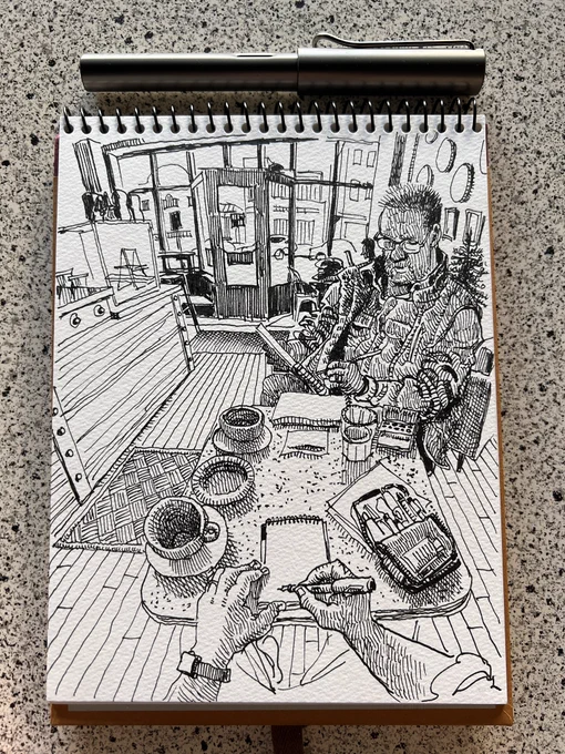 At 2914 Coffee with Clyde Steadman this morning. Lamy Lx fountain pen. 