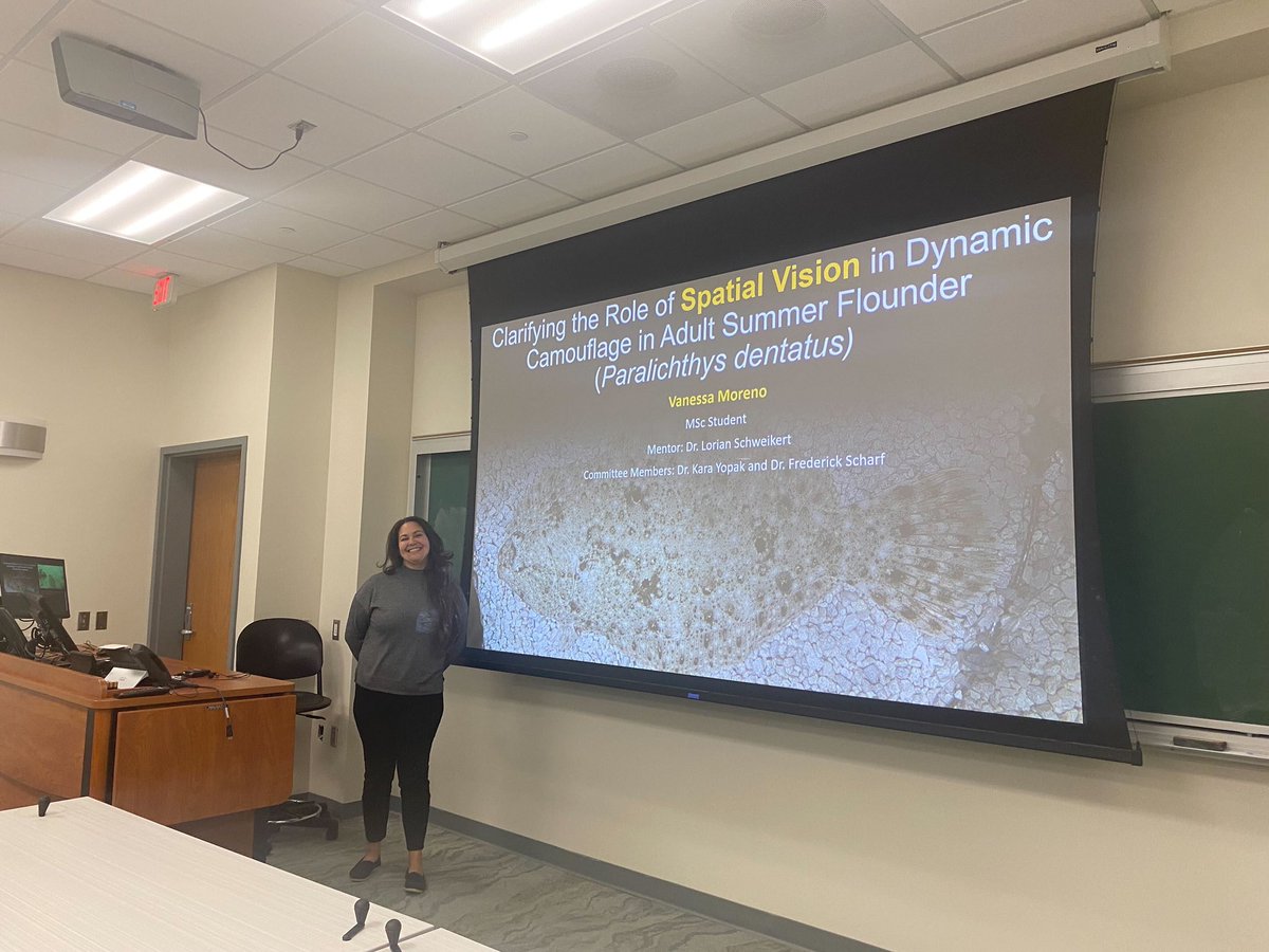 So 12/01/23 was a BIG day! I successfully defended on “Clarifying the role of vision in dynamic camouflage of adult summer flounder” & I have officially accepted A PHD program offer here at UNCW for the spring!   #gradschool #mastersofscience #phdcandidate #marinebiology